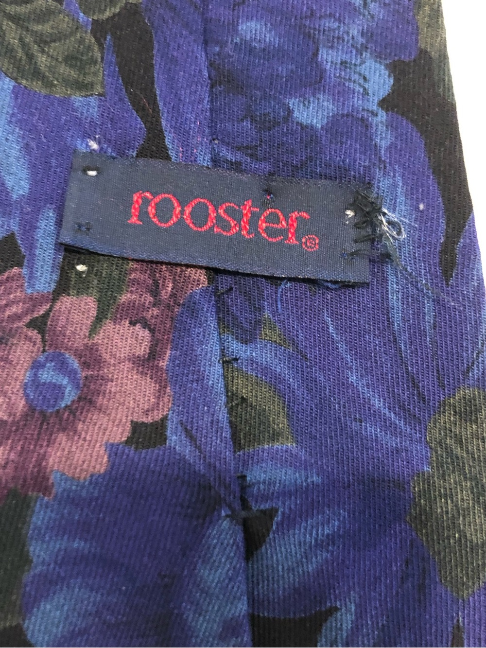 Rooster Floral Silk Tie in Blue and Purple